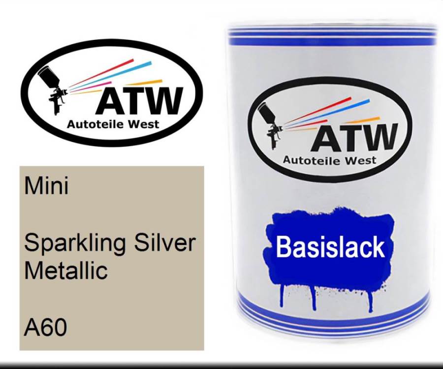 Mini, Sparkling Silver Metallic, A60: 500ml Lackdose, von ATW Autoteile West.